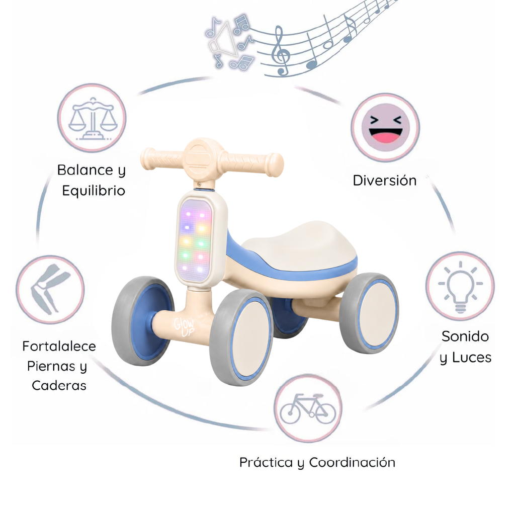 Cuatriciclo Infantil con Luz y Sonido Bambi Azul GlowUp