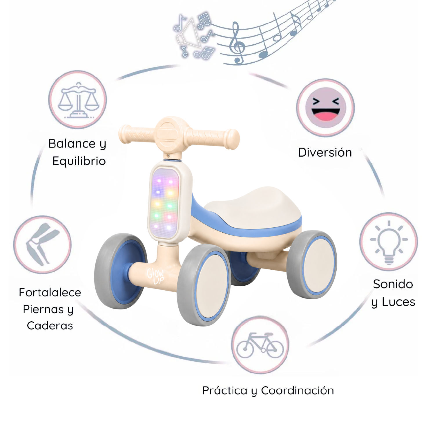 Cuatriciclo Infantil con Luz y Sonido Bambi Azul GlowUp