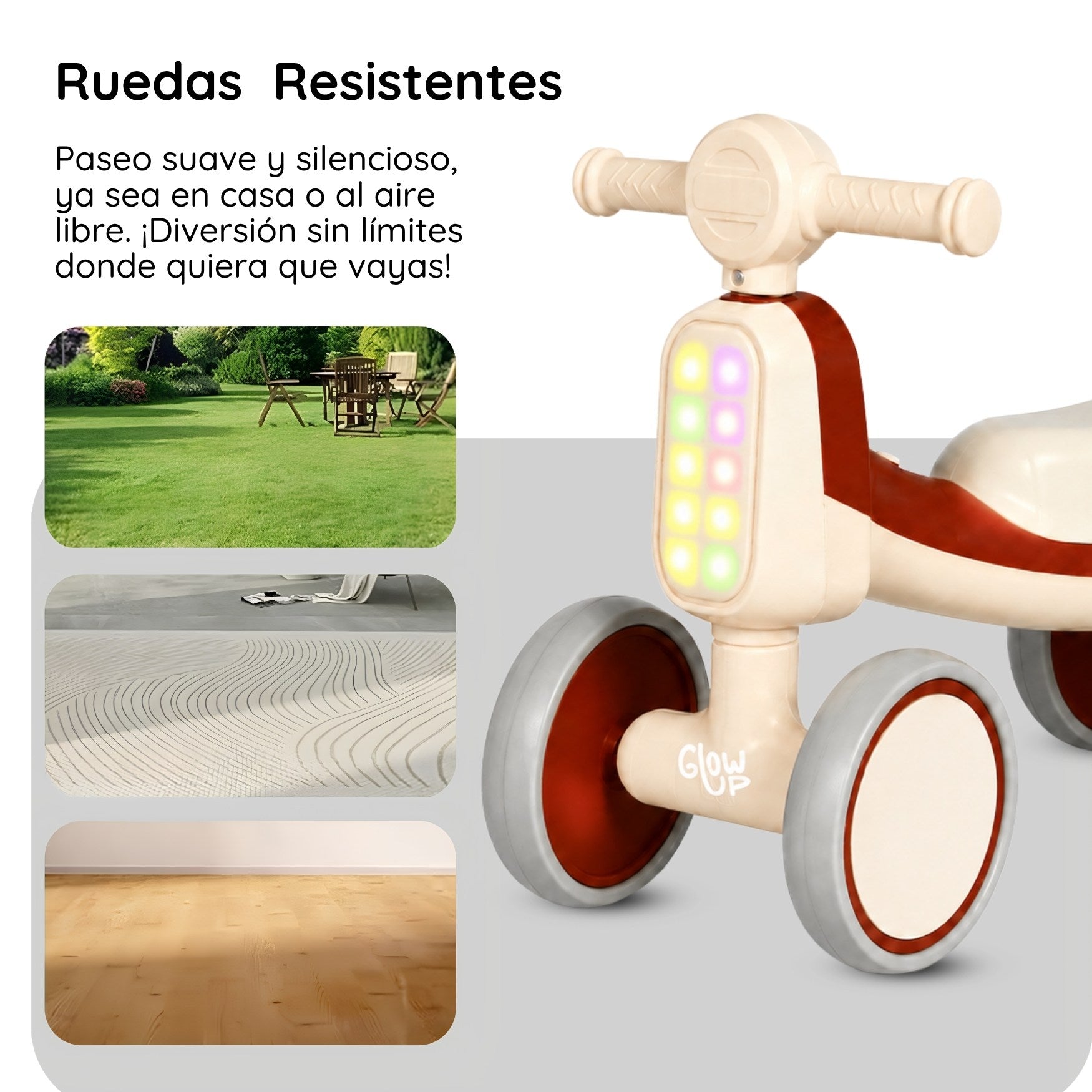 Cuatriciclo Infantil con Luz y Sonido Bambi Bordó GlowUp