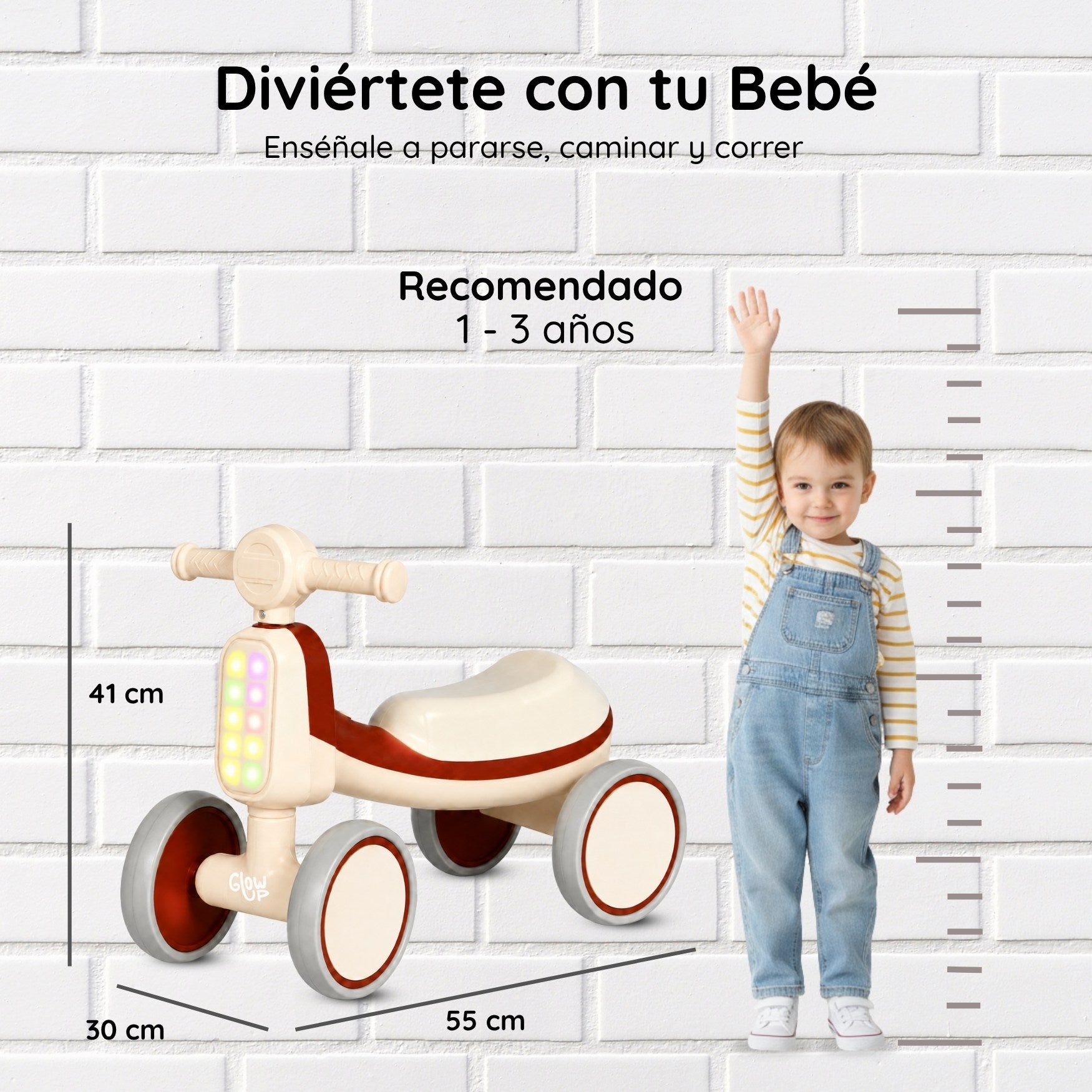 Cuatriciclo Infantil con Luz y Sonido Bambi Bordó GlowUp