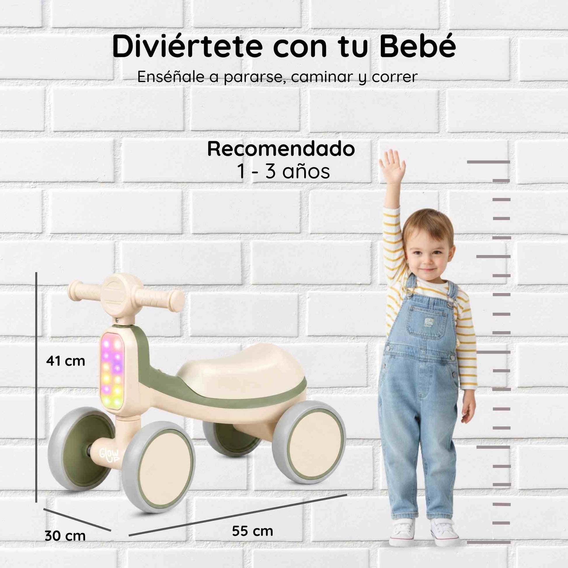 Cuatriciclo Infantil con Luz y Sonido Bambi Verde GlowUp