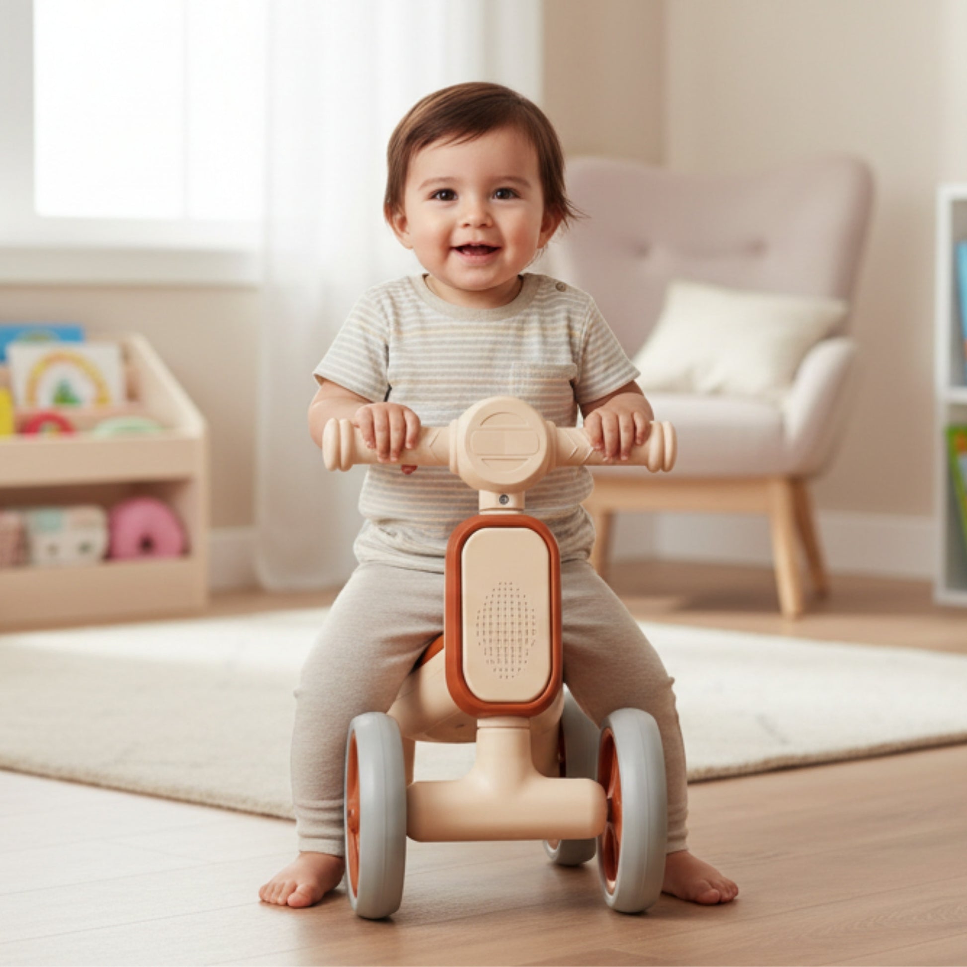 Cuatriciclo Infantil Luces Y Sonidos Niño Niña Café Bambi