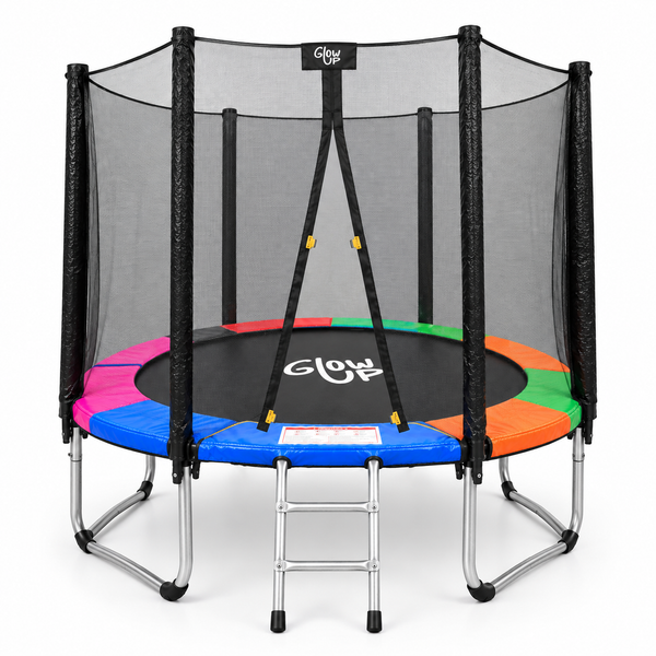 Cama Elástica 6ft 1,83mt soporta 160kg Malla Glowup + Escalera