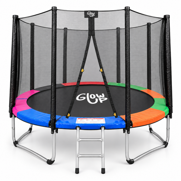 Cama Elástica 8ft 2,44 mts GlowUp con Malla y Escalera