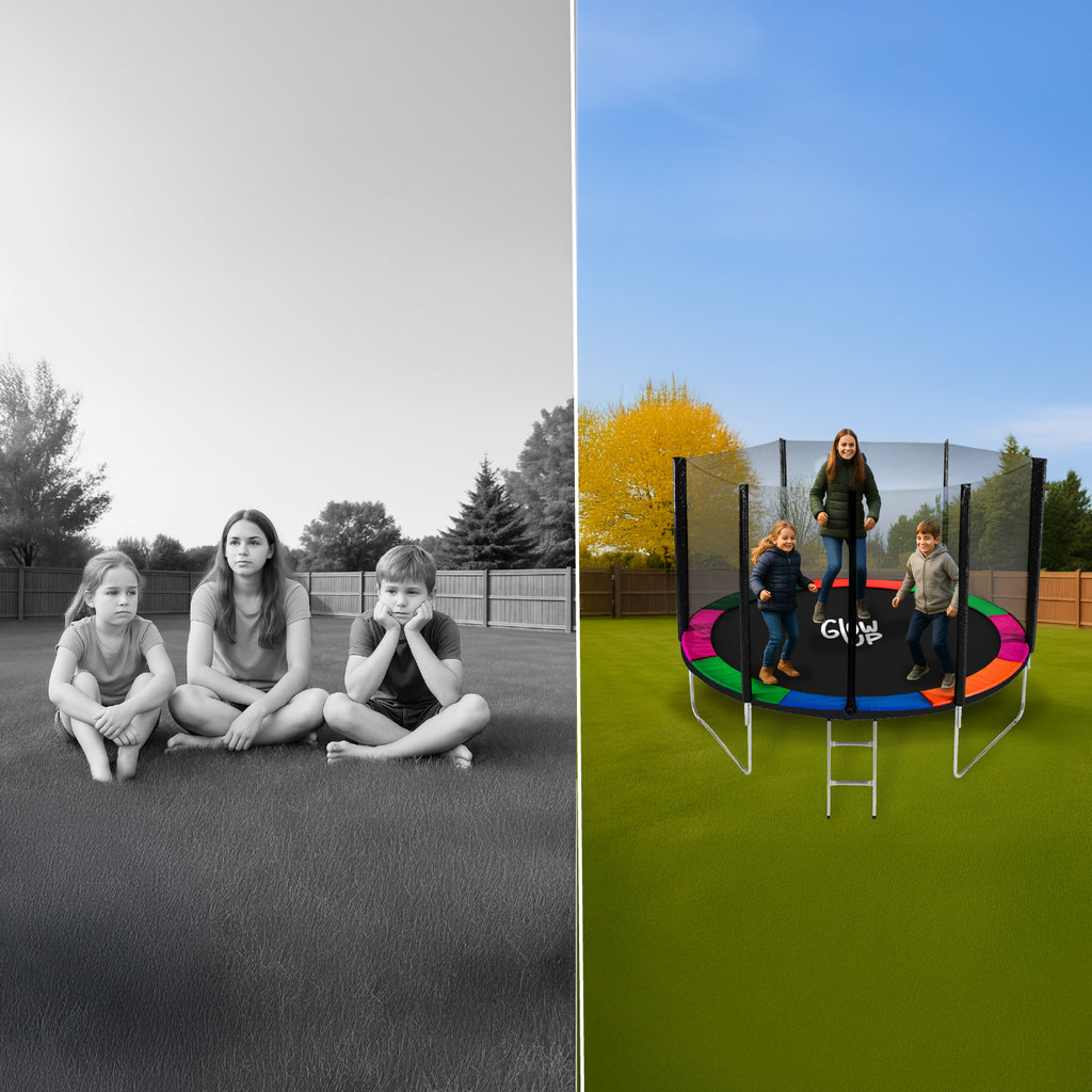 Cama Elástica 10ft 3,05 mts GlowUp con Malla y Escalera