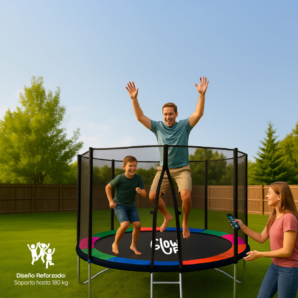 Cama Elástica 10ft 3,05 mts GlowUp con Malla y Escalera