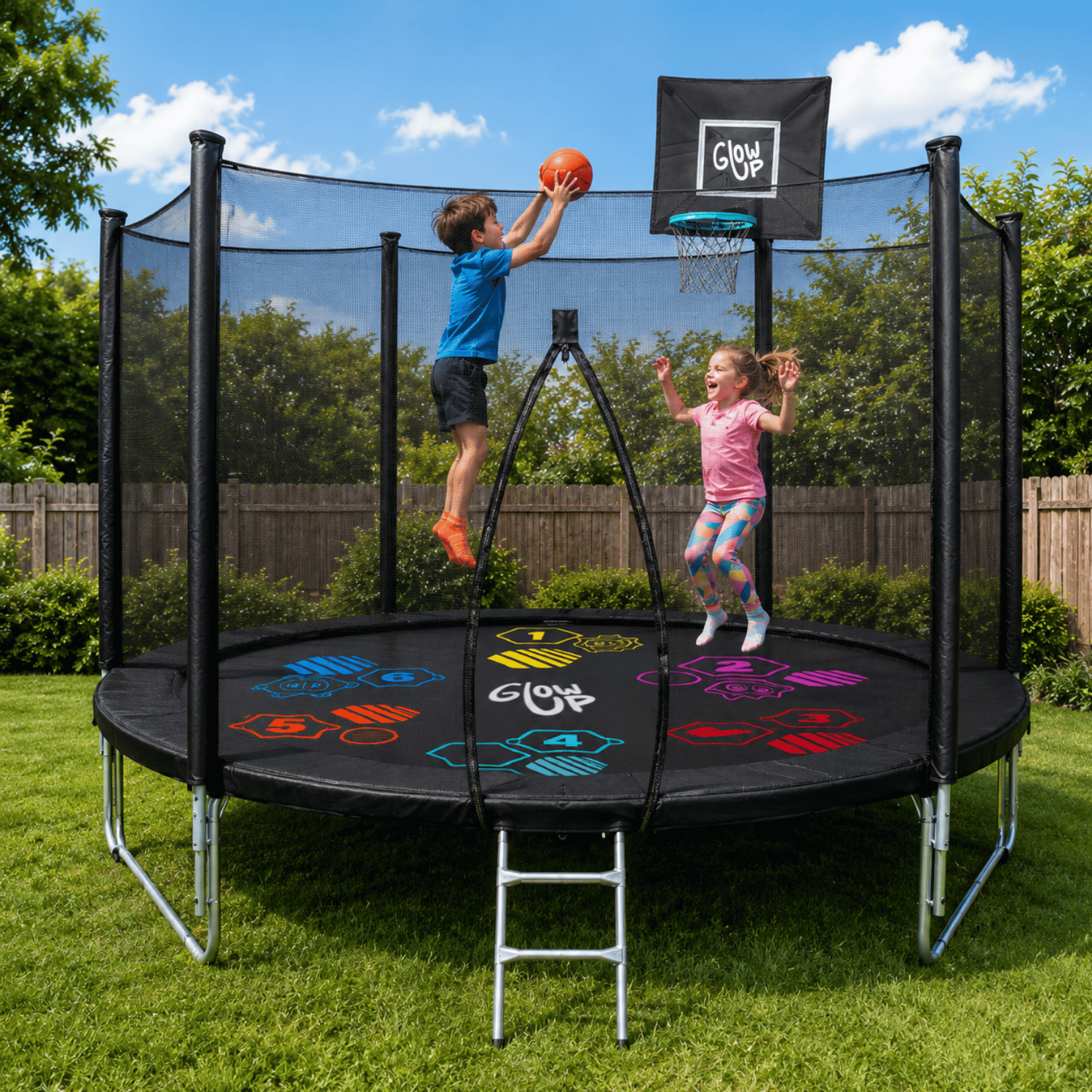 Cama Elástica 10ft 3,05 mts GlowUp Malla y Escalera Limited Edition