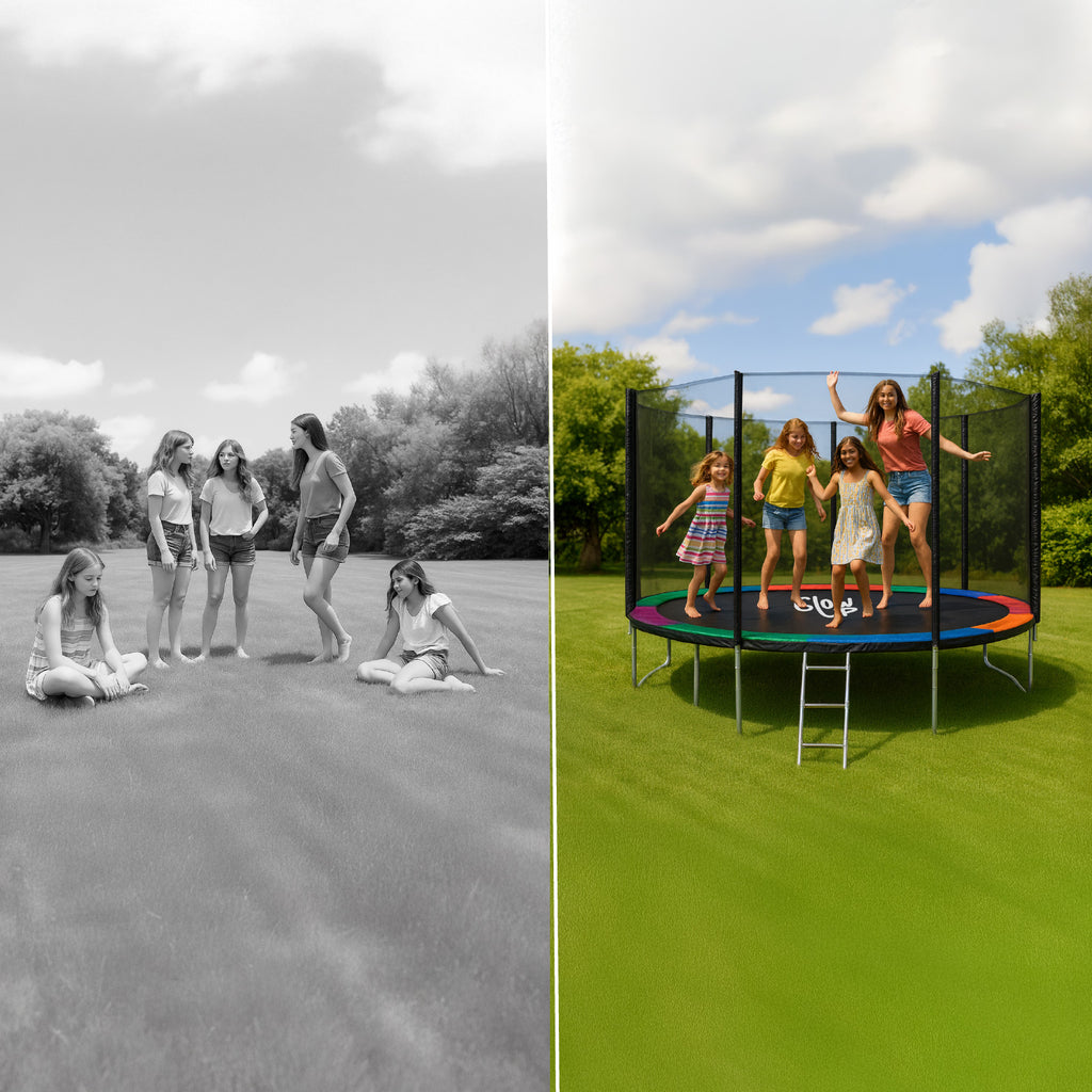 Cama Elástica 12ft 3,2 mts GlowUp con Malla y Escalera