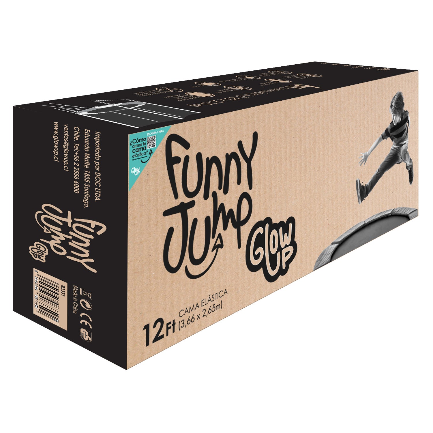 Cama Elástica 12ft 3,2 mts GlowUp con Malla y Escalera