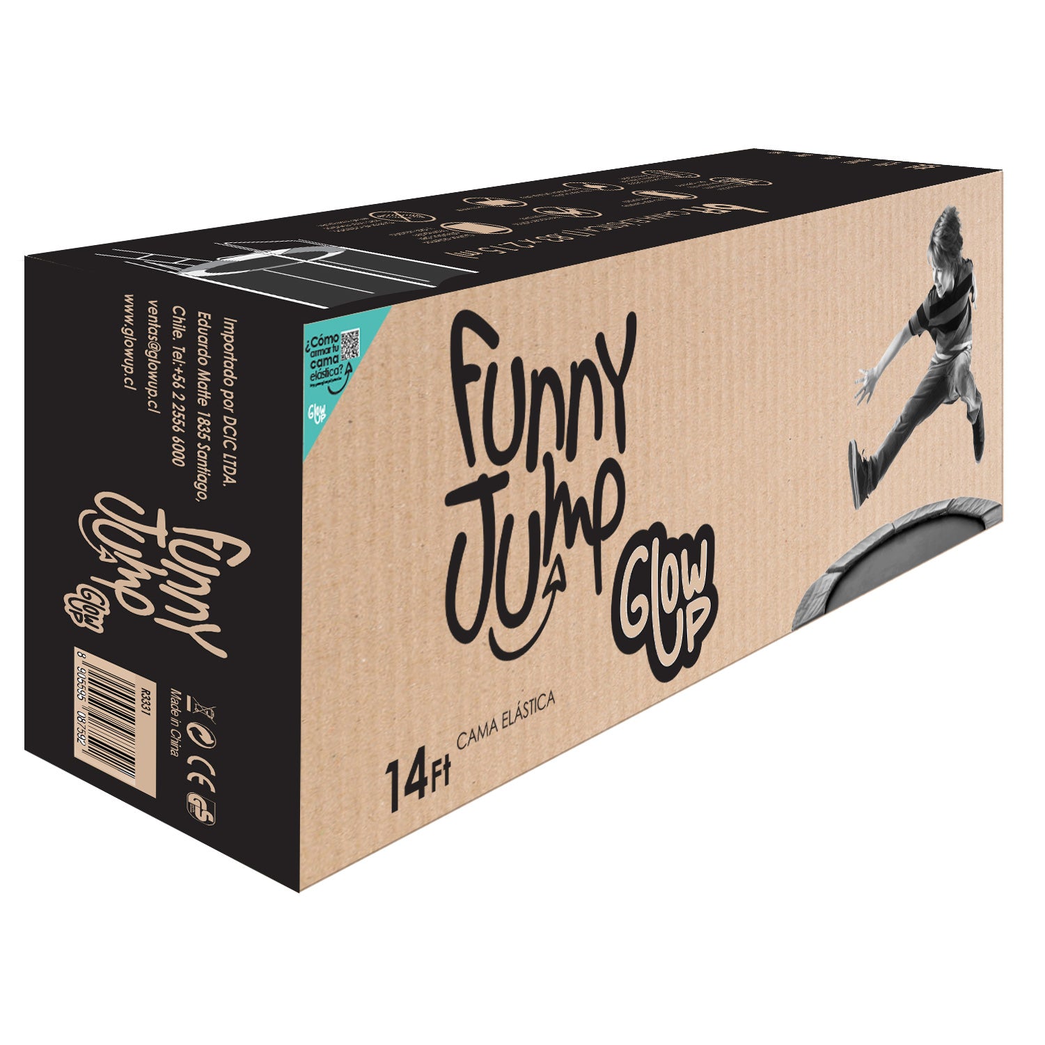 Cama Elástica 14ft 3,79 mts GlowUp con Malla Seguridad y Escalera