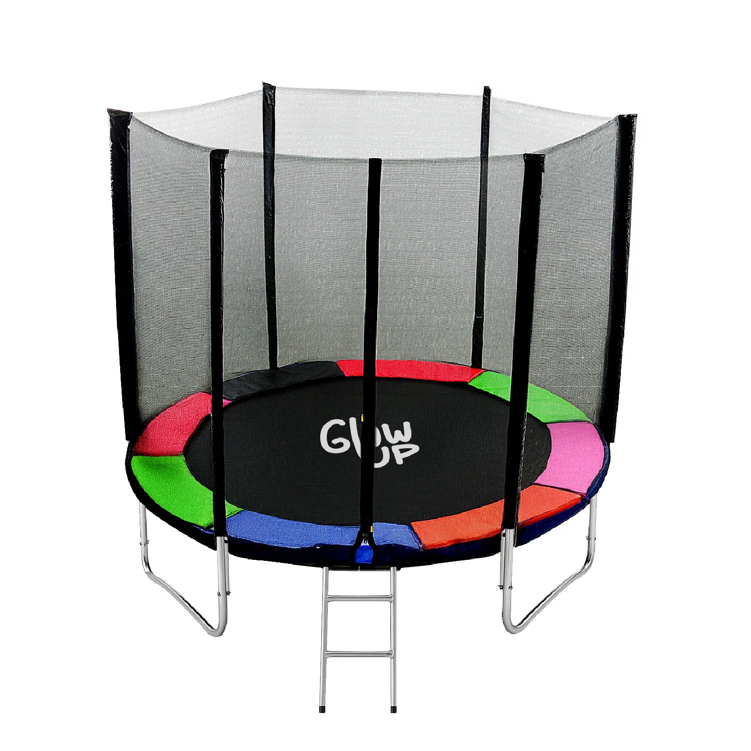 Cama Elástica 6ft 1.83mt soporta 160kg Malla Glowup + Escalera