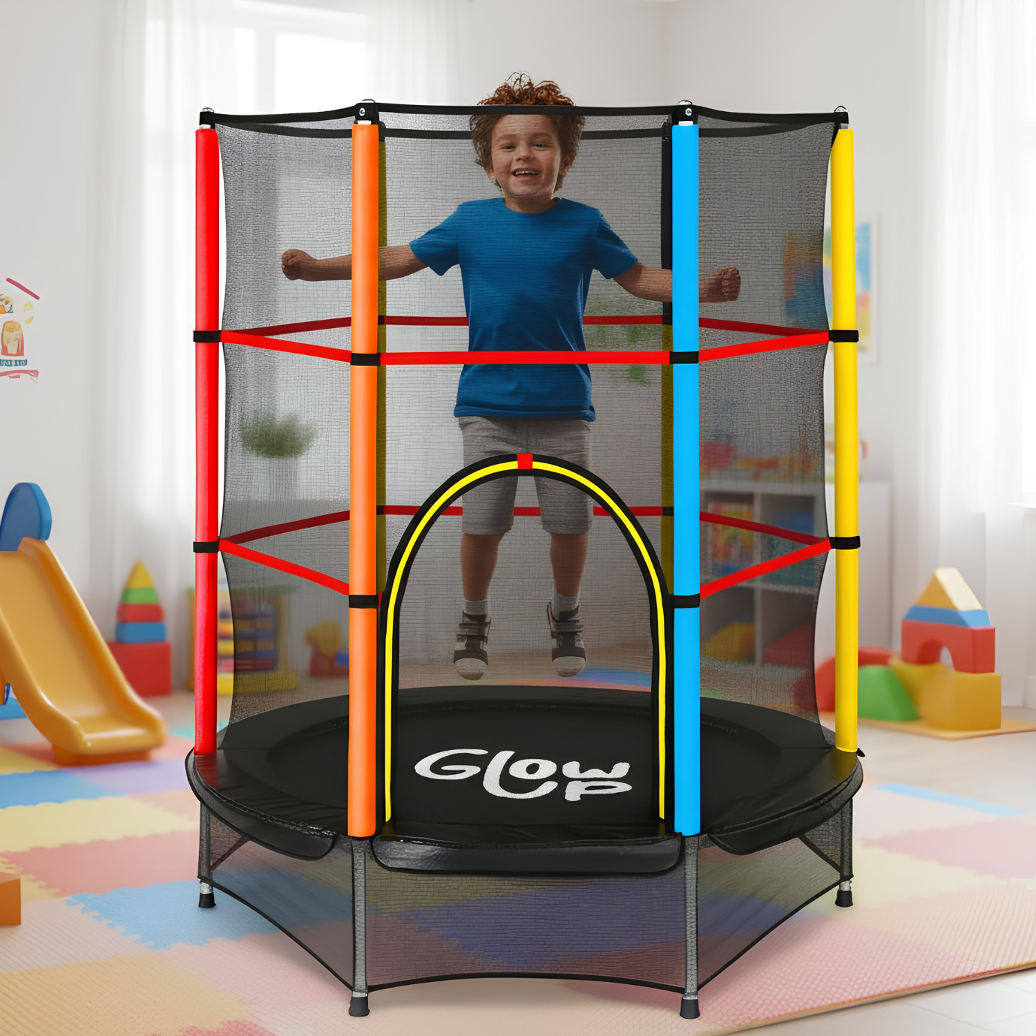 Cama Elástica GlowUp 1,40 x 1,60 mt 4,5 Ft Malla Seguridad Superior
