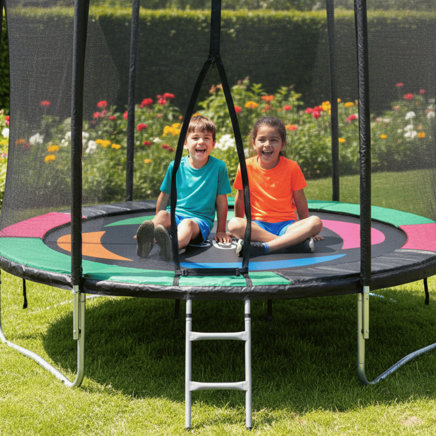Cama Elástica Glowup 2,44 mt 8ft GlowUp Con Malla y Escalera Edición Exclusiva P