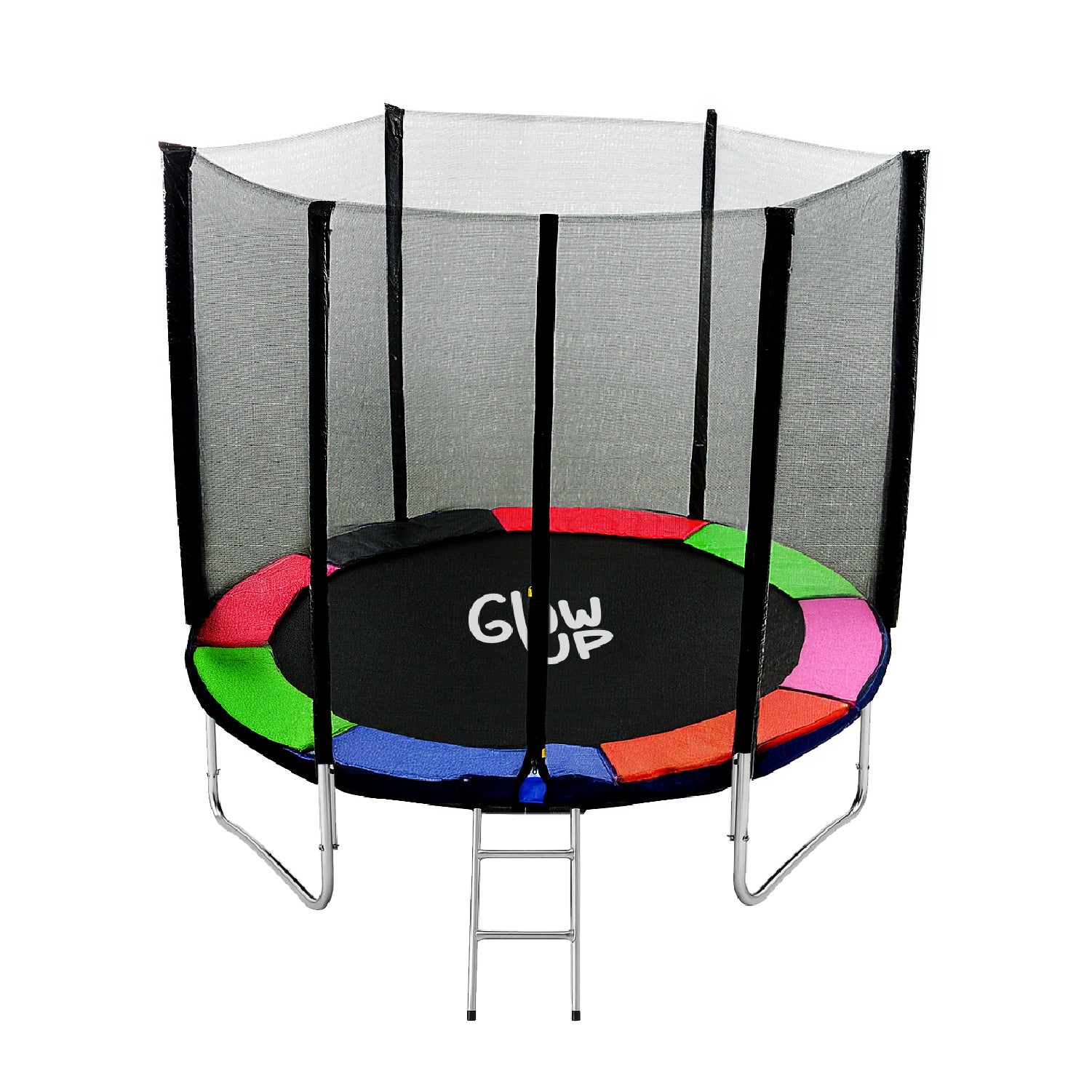 Cama Elástica 8ft 2,44 mts GlowUp con Malla y Escalera