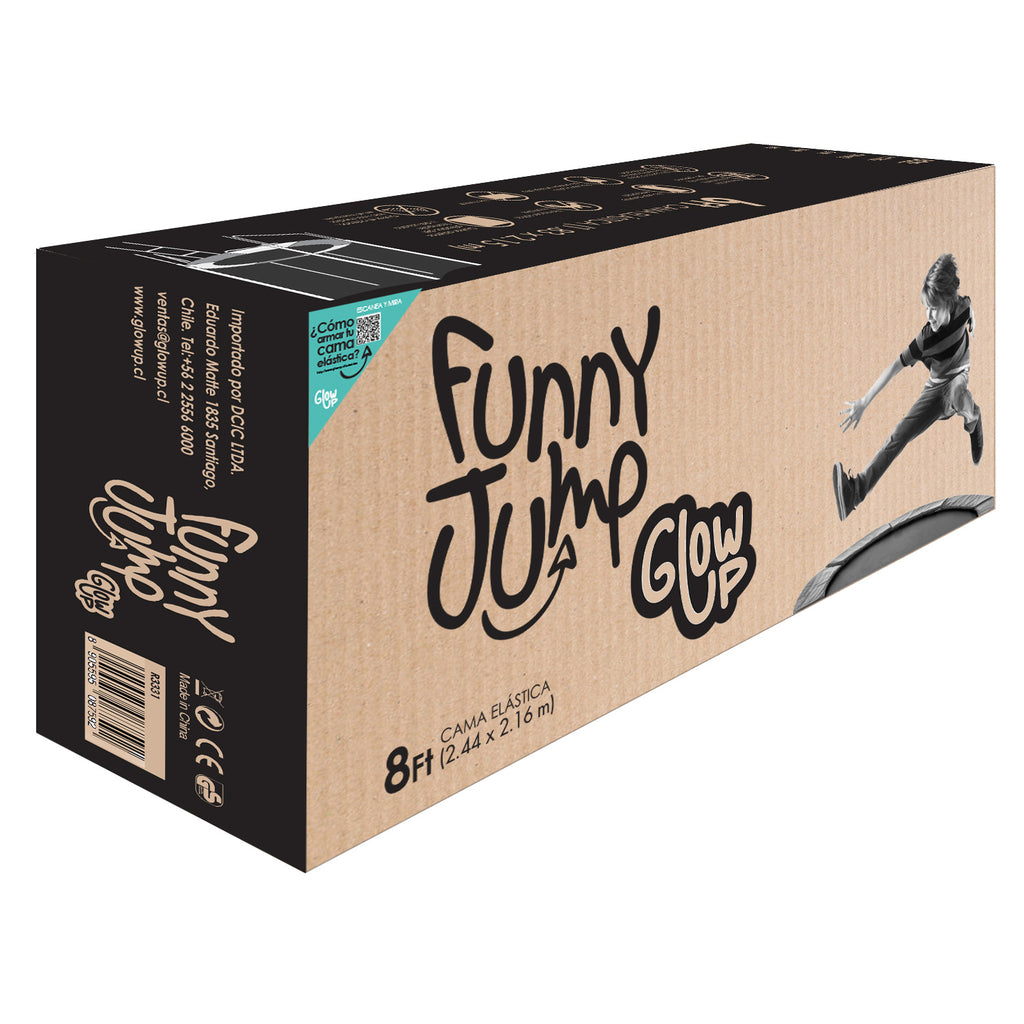 Cama Elástica 8ft 2,44 mts GlowUp con Malla y Escalera