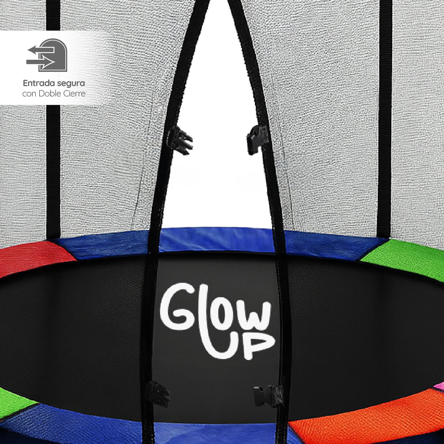 Cama Elástica 8ft 2,44 mts GlowUp con Malla y Escalera