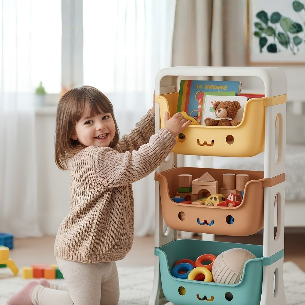 Mueble Organizador Juguetes Niños Con 3 Contenedores GlowUp