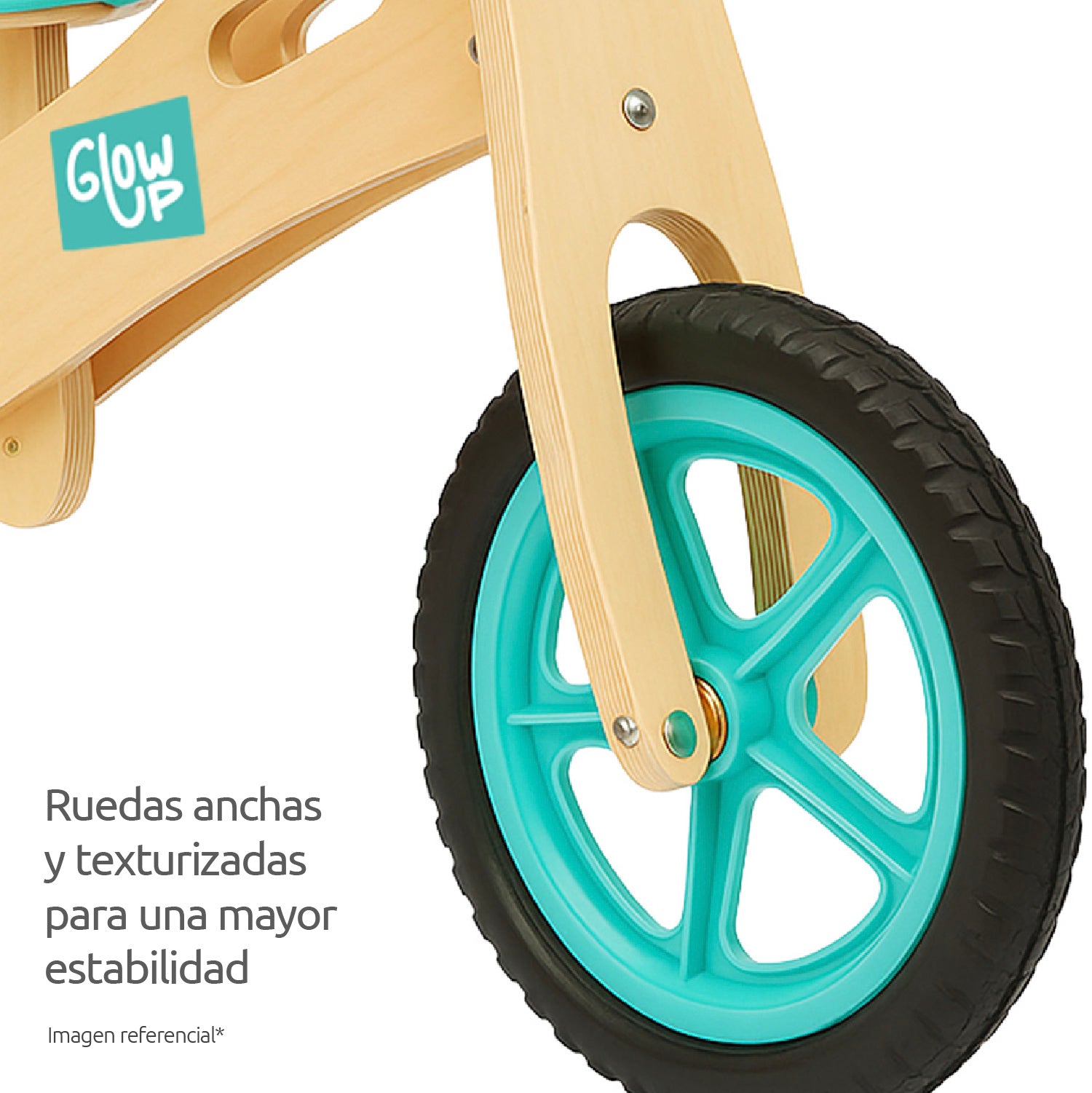 Bicicleta Aprendizaje Equilibrio de Madera Celeste GlowUp de 2 a 6 años