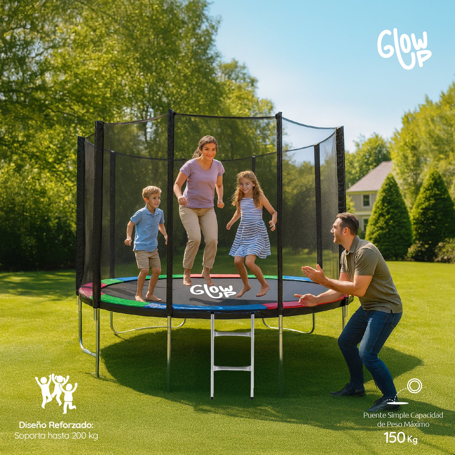 Cama Elástica 3,2 mt 12 ft Con Malla + Set Basketball