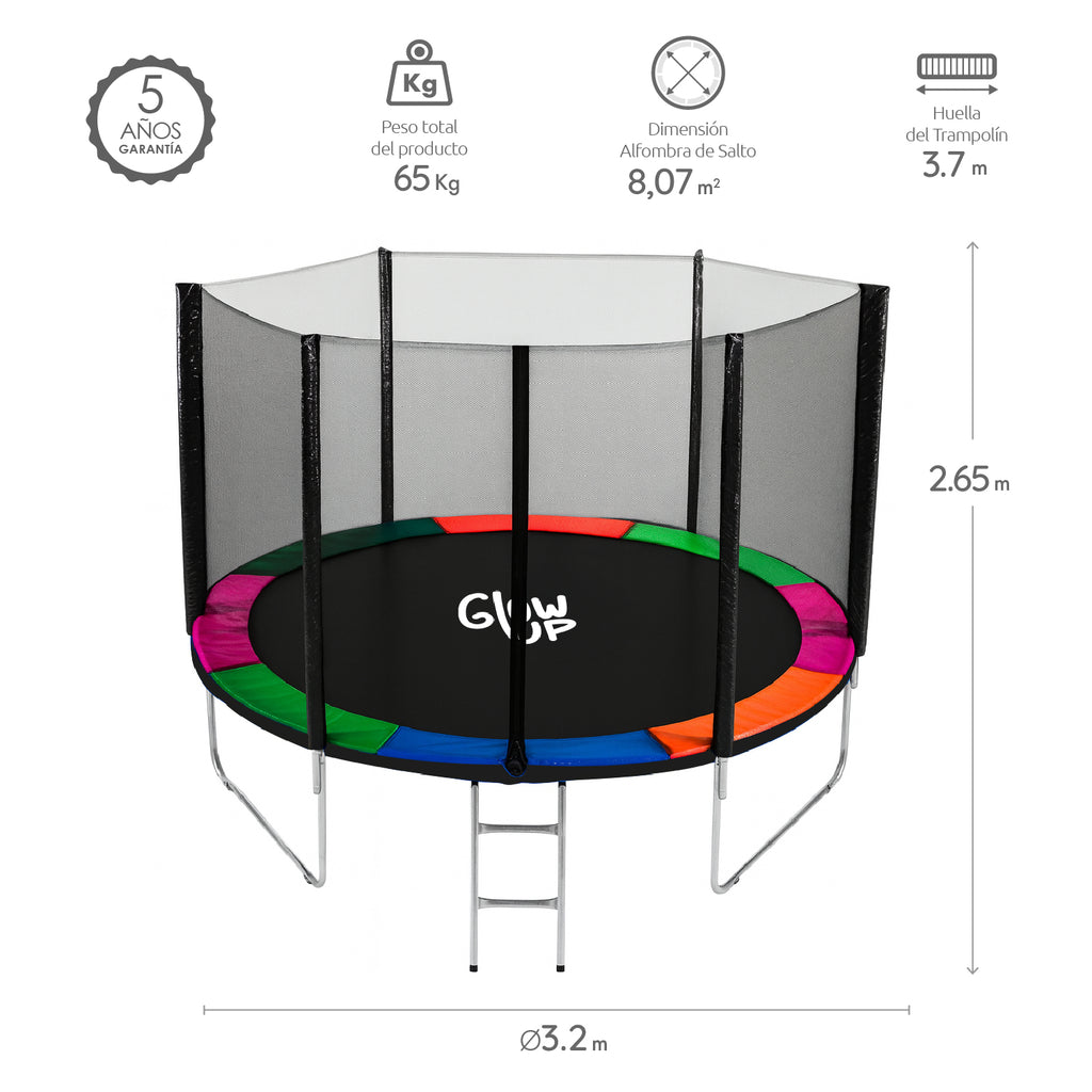 Cama Elástica 3,2 mt 12 ft Con Malla + Set Basketball