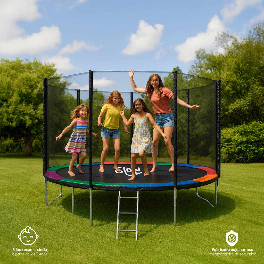 Cama Elástica 3,2 mt 12 ft Con Malla + Set Basketball