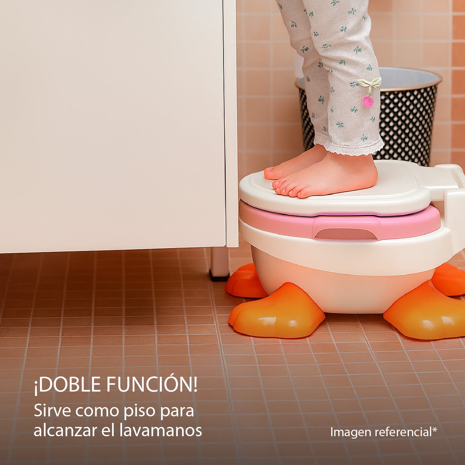 Pelela Patito Baby Potty 3 en 1 Rosada GlowUp 18 a 36 meses