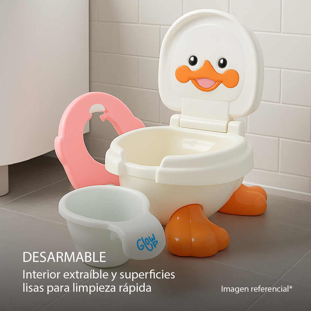 Pelela Patito Baby Potty 3 en 1 Rosada GlowUp 18 a 36 meses