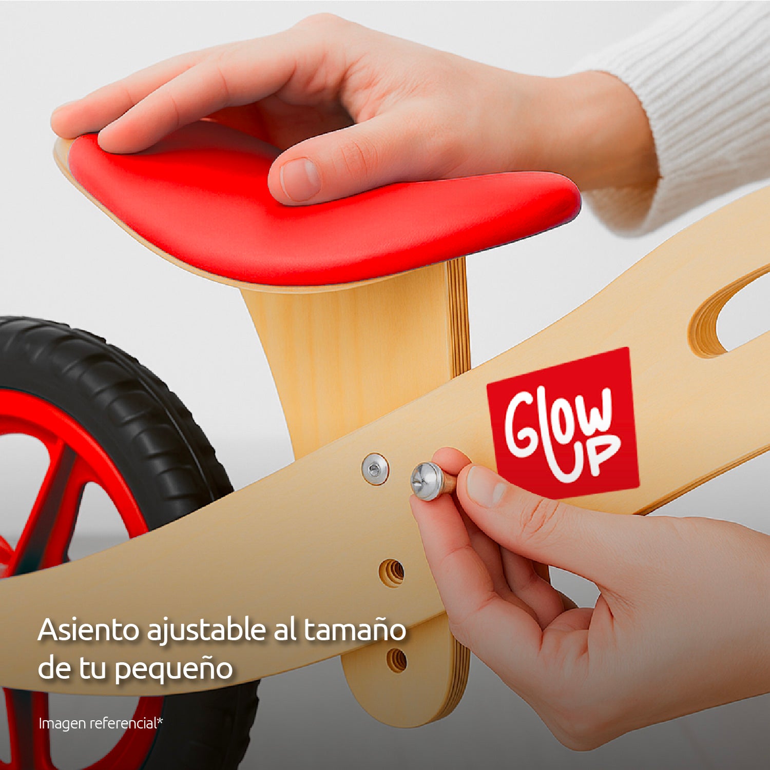 Bicicleta de Aprendizaje Equilibrio de Madera Roja GlowUp de 2 a 6 años