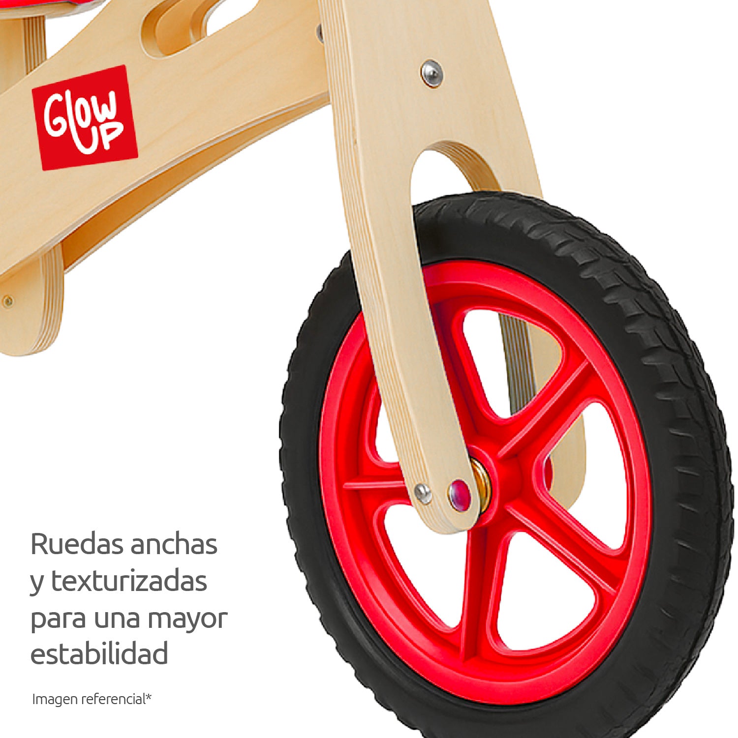 Bicicleta de Aprendizaje Equilibrio de Madera Roja GlowUp de 2 a 6 años