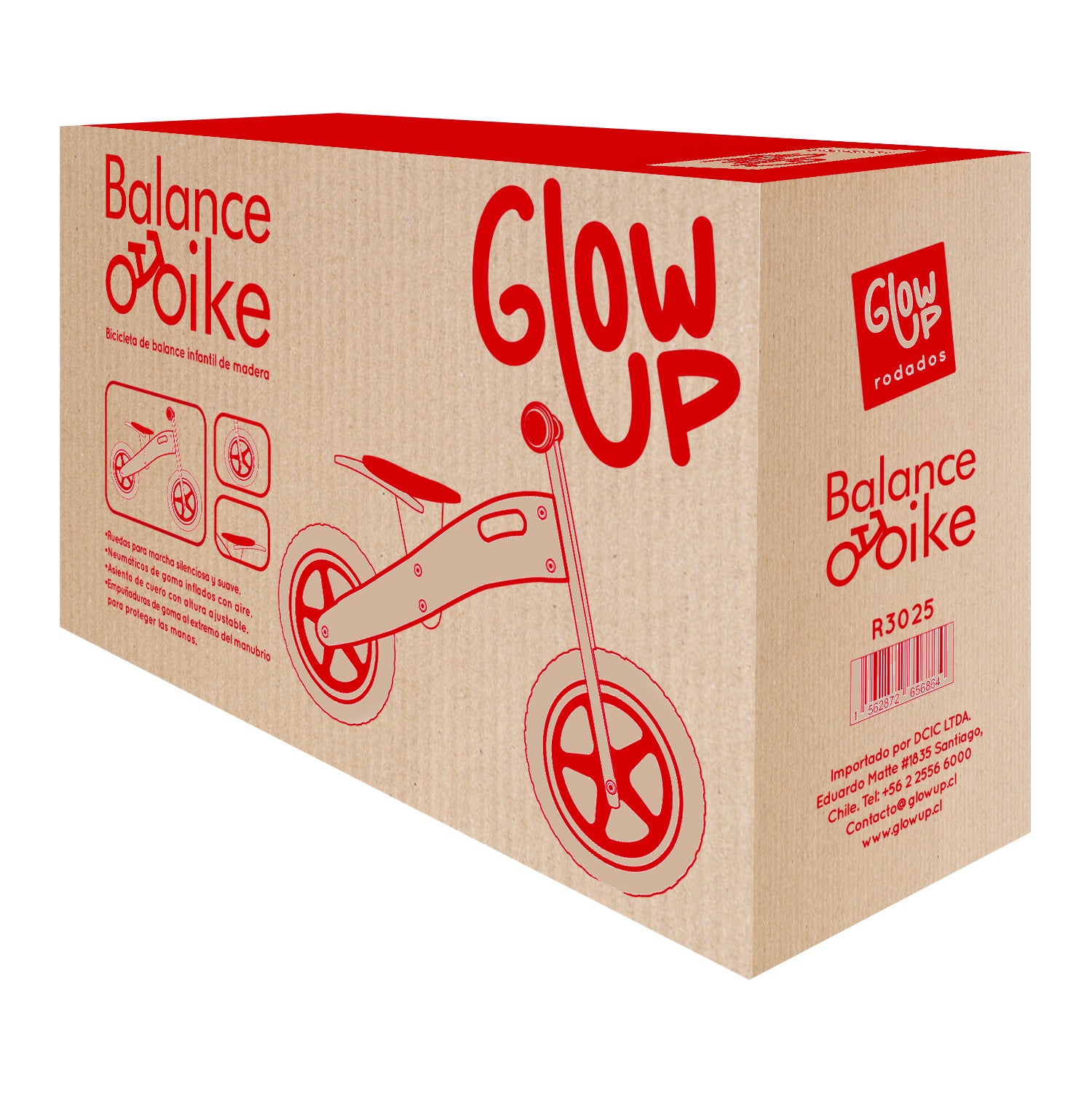 Bicicleta de Aprendizaje Equilibrio de Madera Roja GlowUp de 2 a 6 años