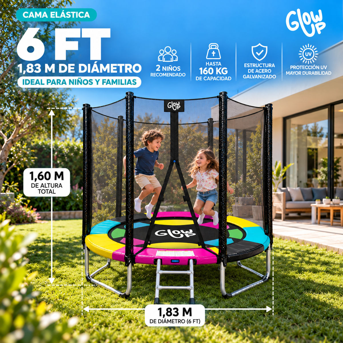 Cama Elástica 1,83 mt 6ft Edición Exclusiva R GlowUp