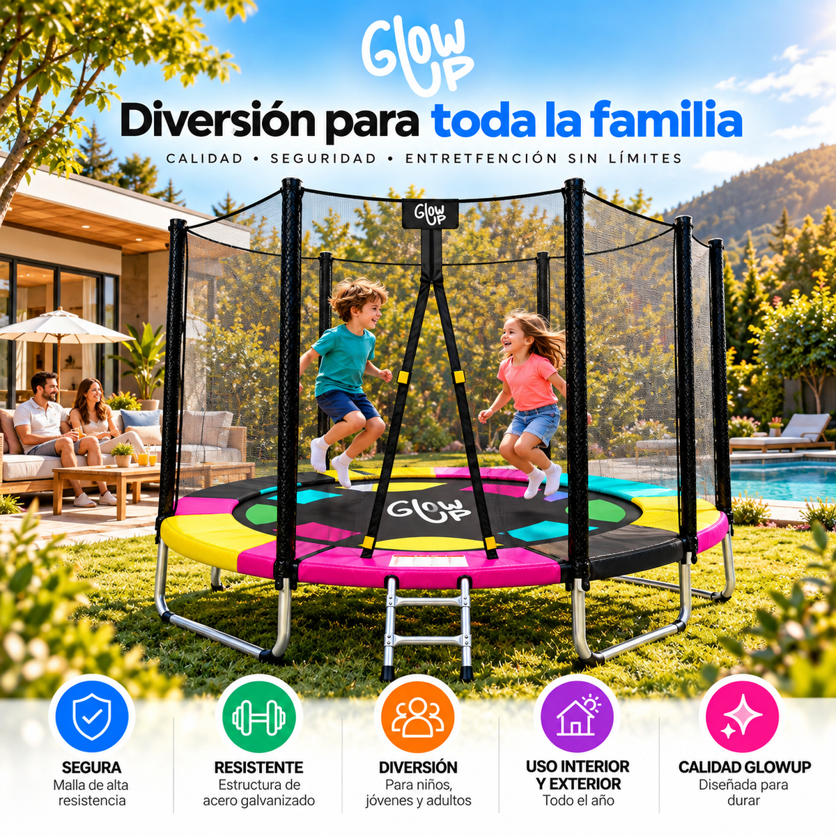 Cama Elástica 1,83 mt 6ft Edición Exclusiva R GlowUp