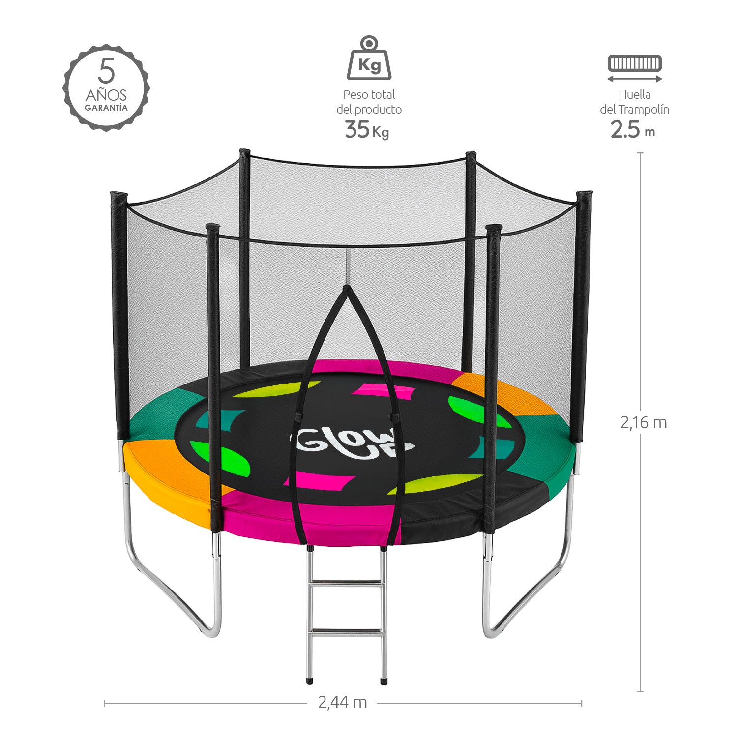 Cama Elástica Glowup 2,44 mt 8ft Edición Exclusiva R