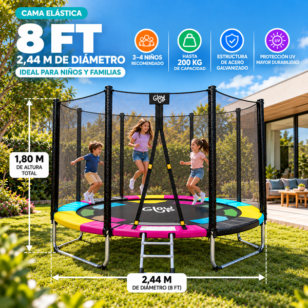 Cama Elástica Glowup 2,44 mt 8ft Edición Exclusiva R