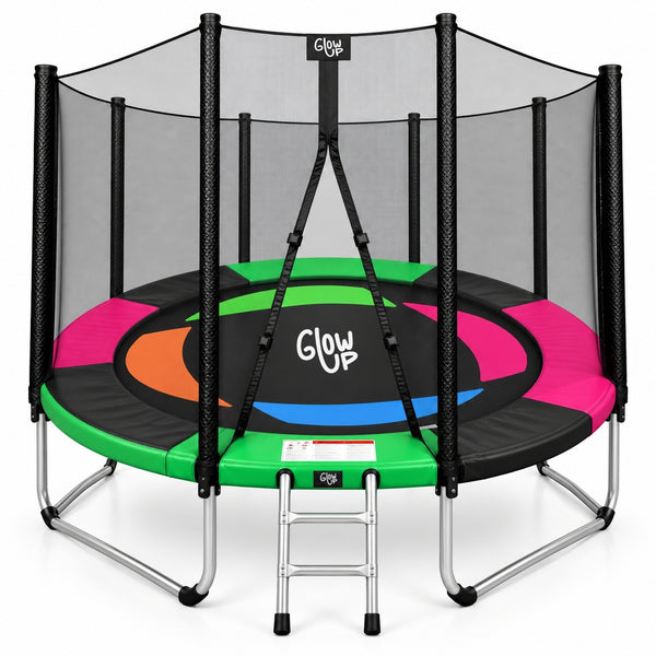 Cama Elástica Glowup 2,44 mt 8ft GlowUp Con Malla y Escalera Edición Exclusiva P