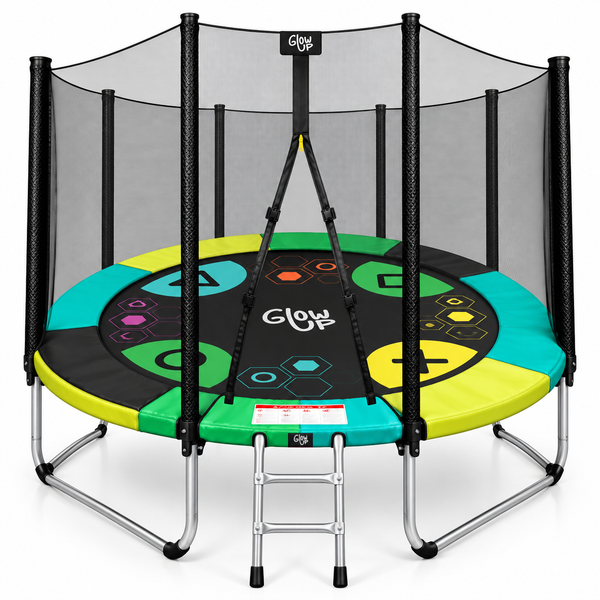 Cama Elástica 2,44 mts 8ft Glowup Malla de seguridad y escalera Edición Exclusiva F