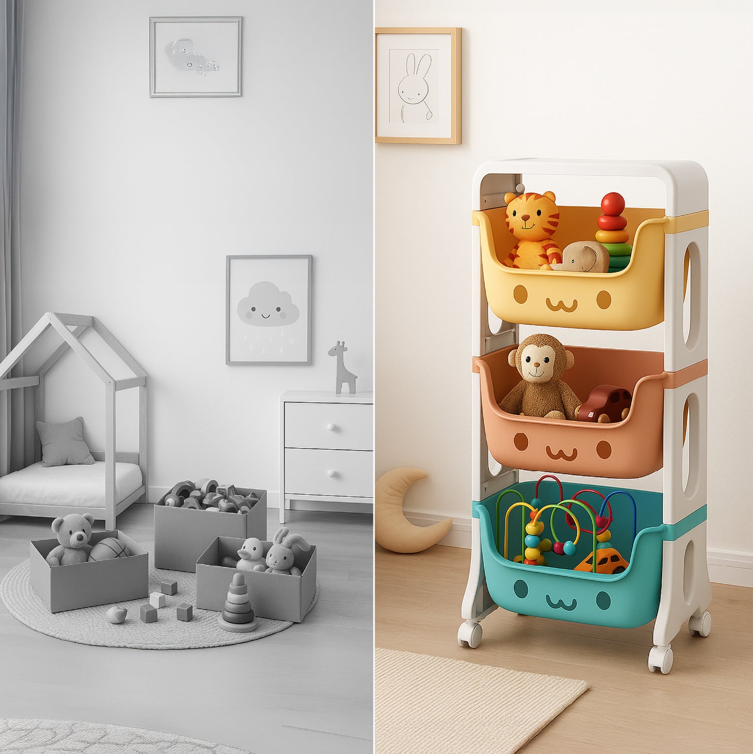 Mueble Organizador Juguetes Niños Con 3 Contenedores GlowUp