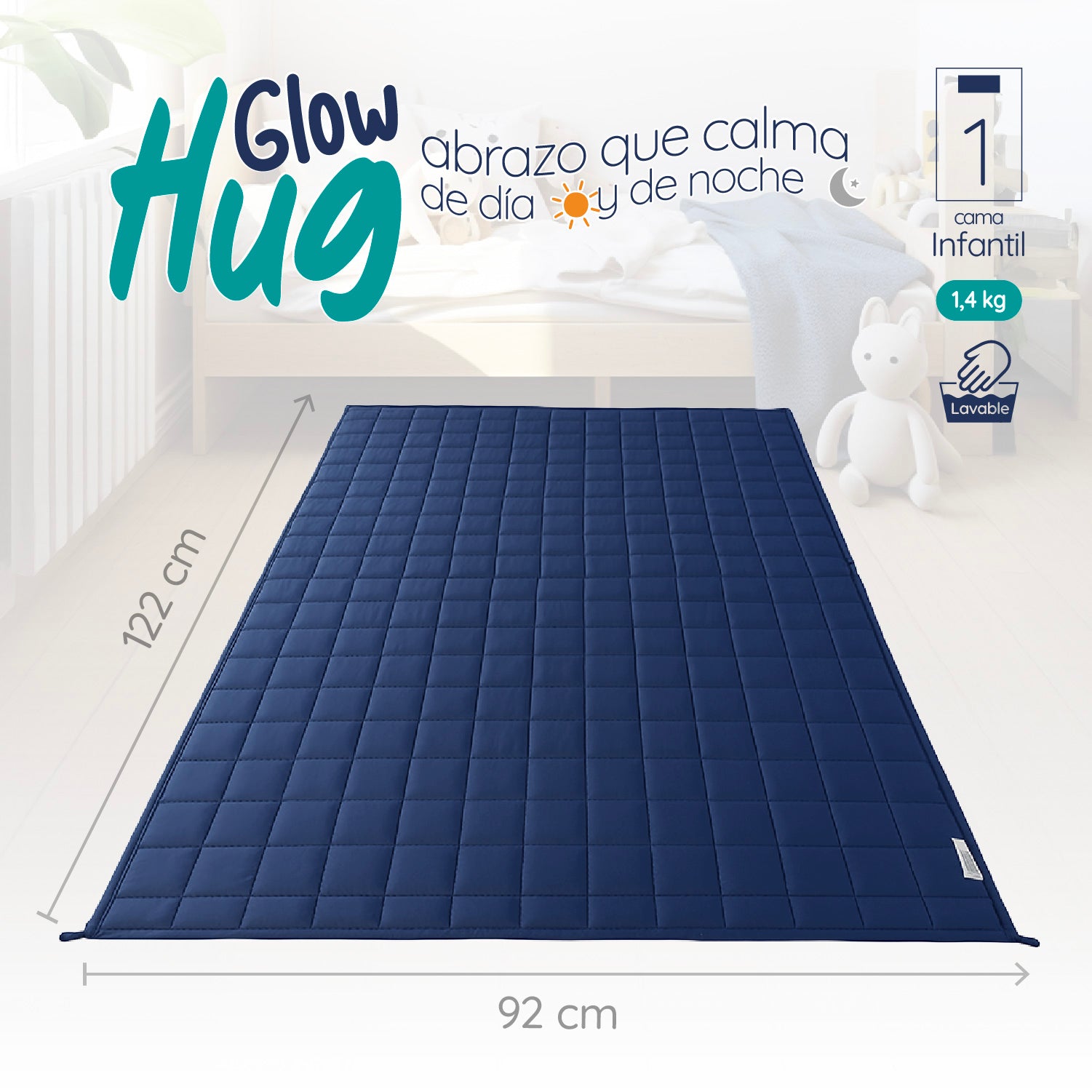 Manta De Gravedad niño azul 1,4 kg 122x92 cm Trastorno Sueño