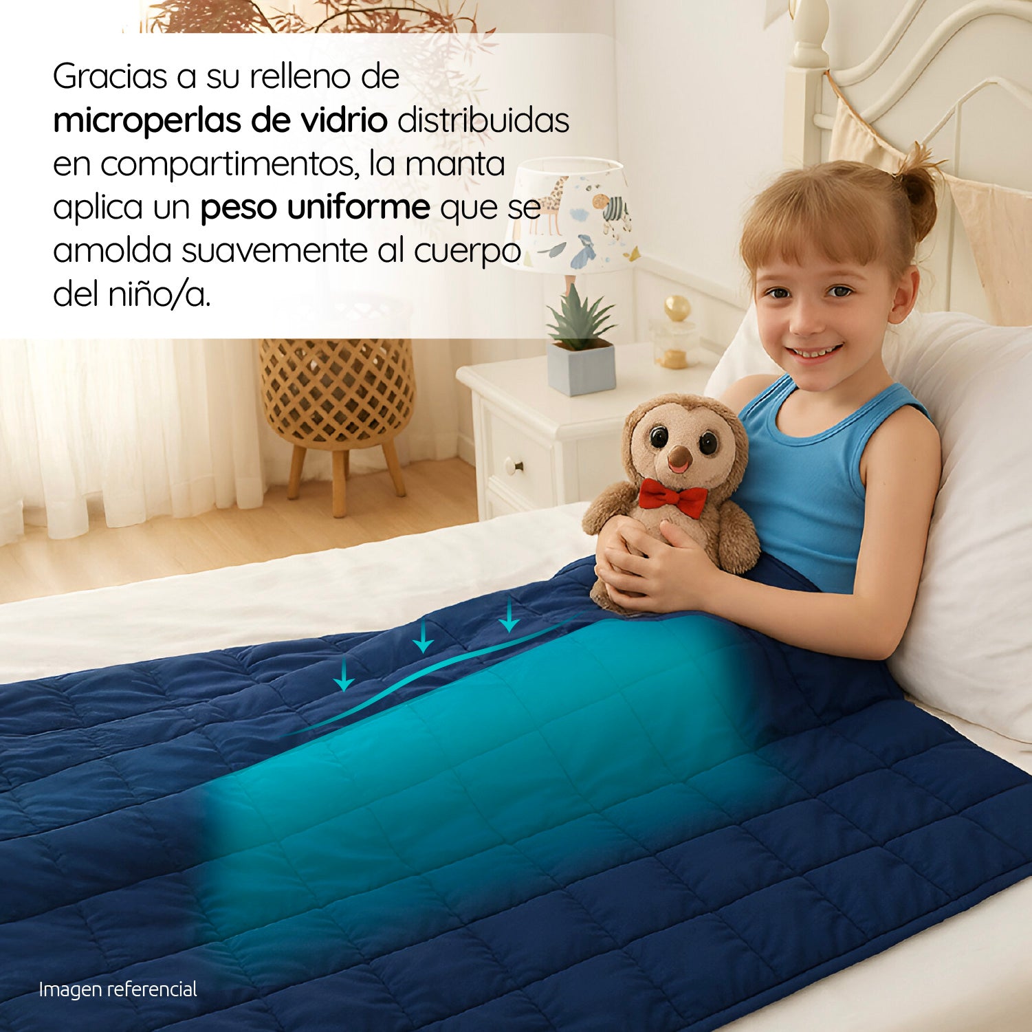 Manta De Gravedad niño azul 1,4 kg 122x92 cm Trastorno Sueño