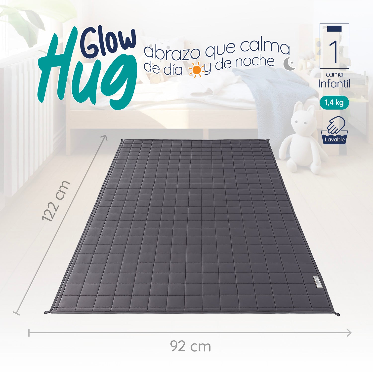 Manta De Gravedad niños gris 1,4 kg 122x92 cms Trastorno Sueño