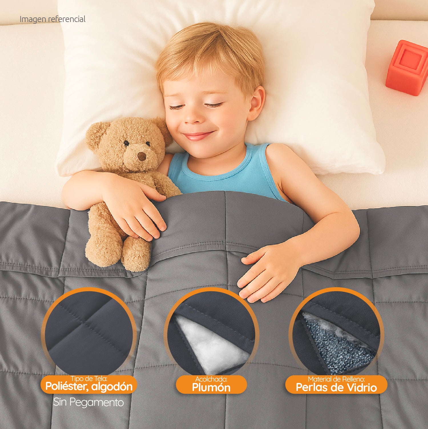 Manta De Gravedad niños gris 1,4 kg 122x92 cms Trastorno Sueño