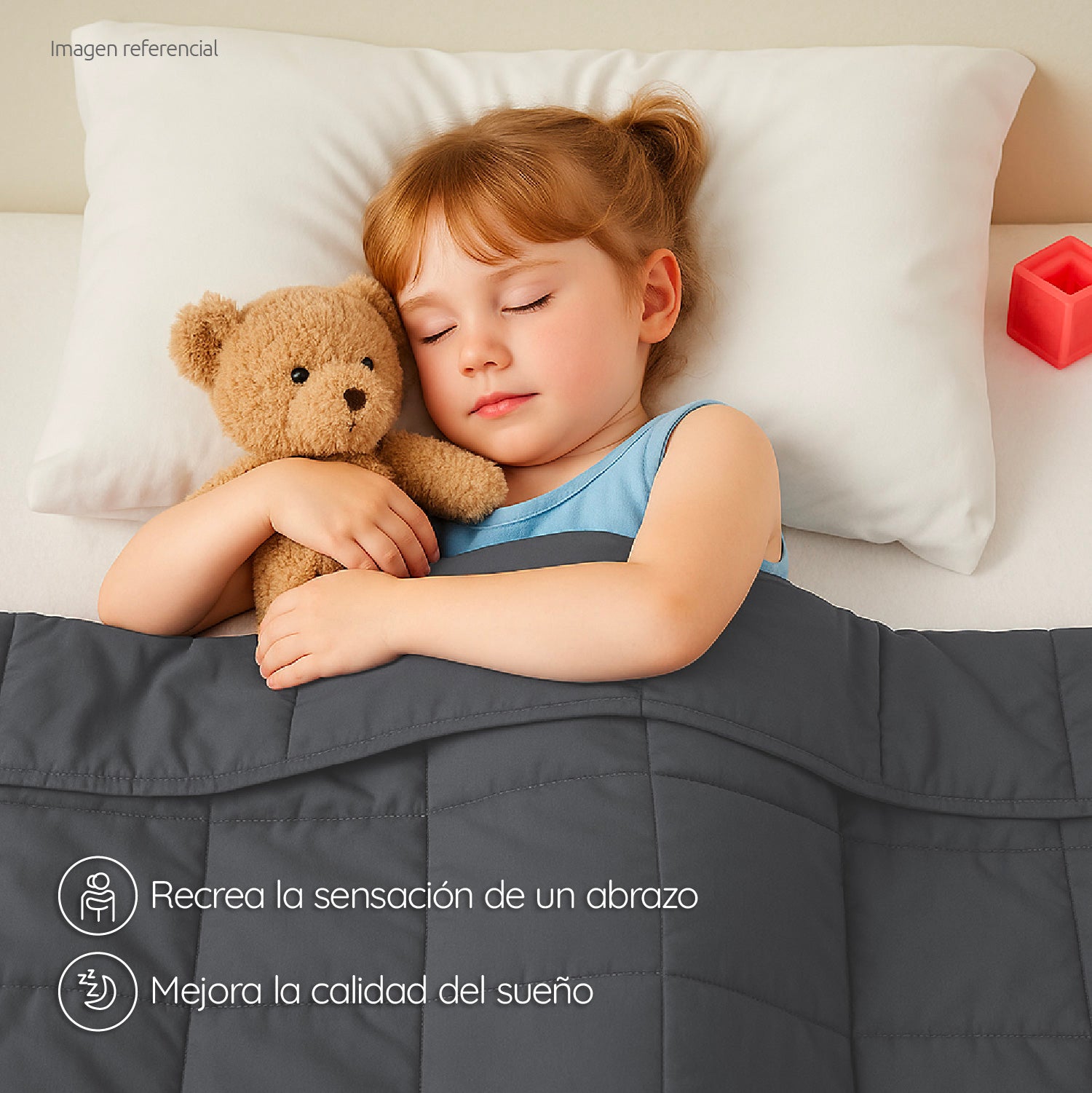 Manta De Gravedad niños gris 1,4 kg 122x92 cms Trastorno Sueño