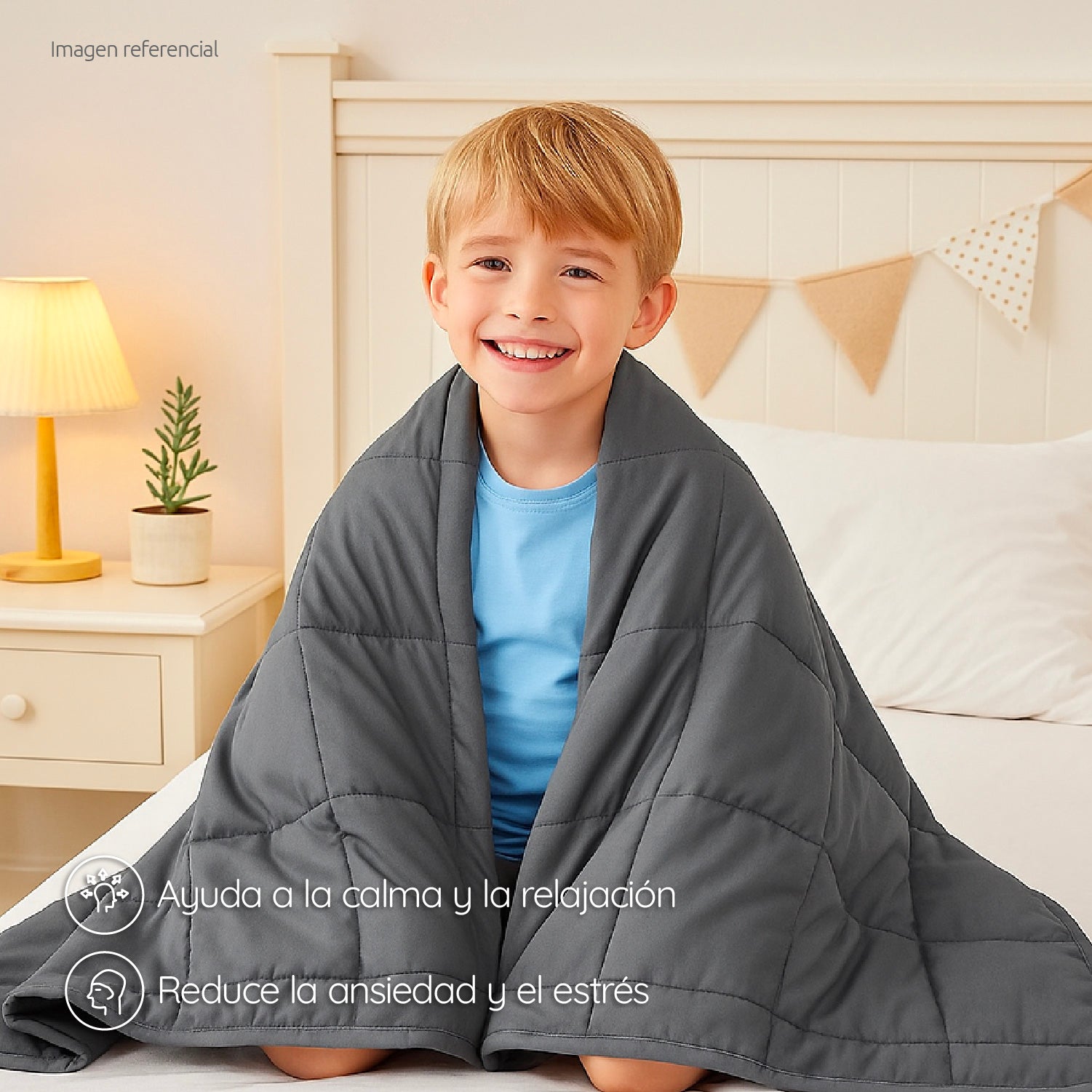 Manta De Gravedad niños gris 1,4 kg 122x92 cms Trastorno Sueño