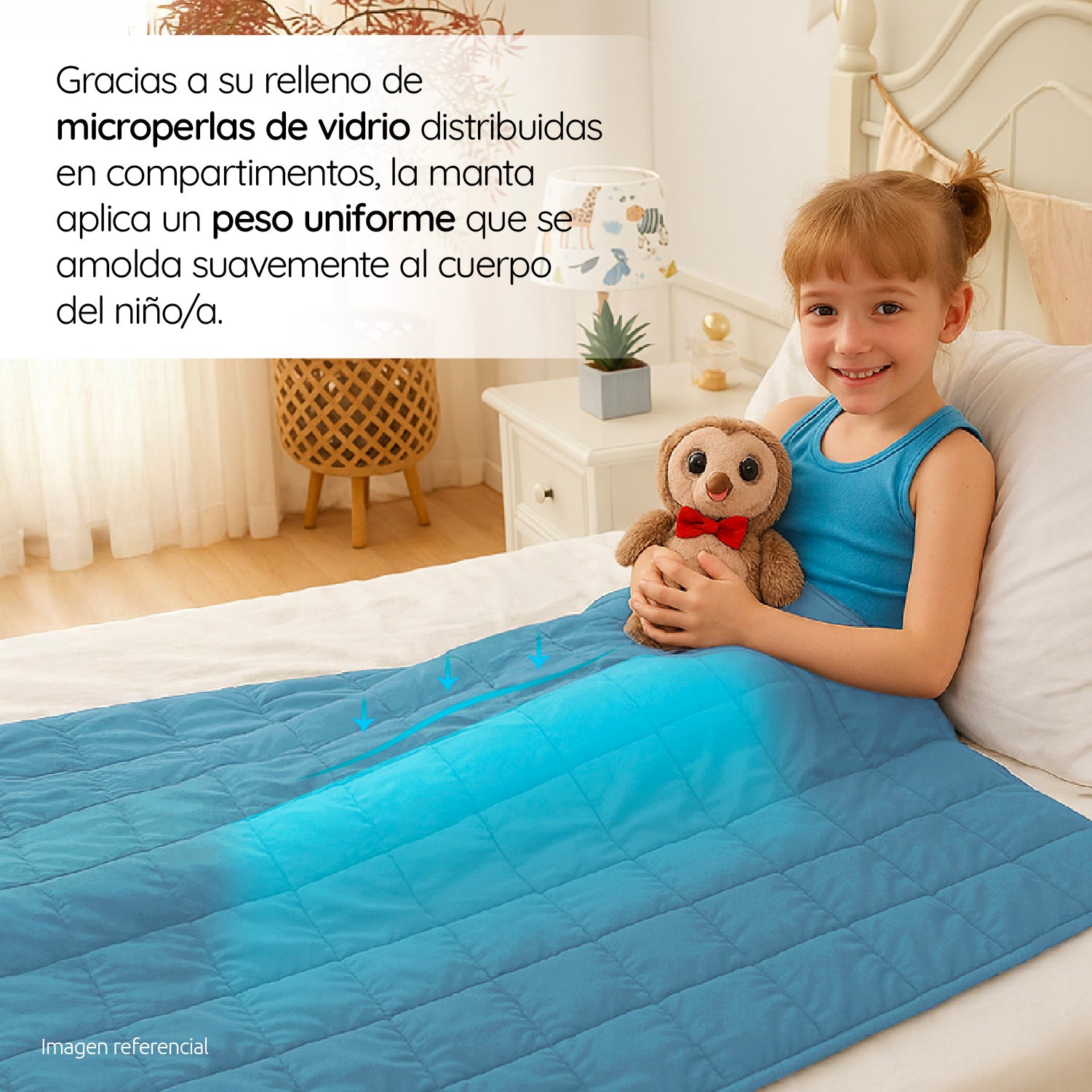 Manta De Gravedad niños Celeste 2,3 kg 122x92 cm Trastorno Sueño
