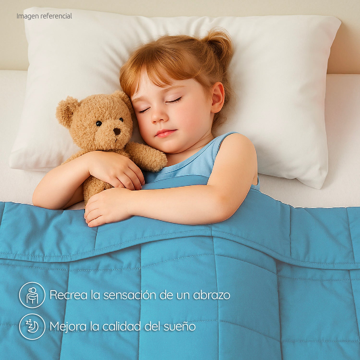Manta De Gravedad niños Celeste 2,3 kg 122x92 cm Trastorno Sueño