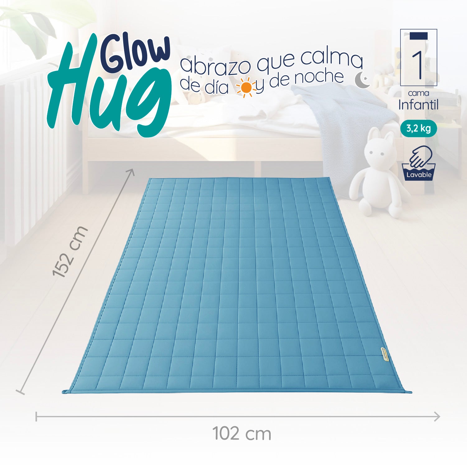 Manta De Gravedad niños Celeste 3,2 kg 152x102 cm Trastorno Sueño