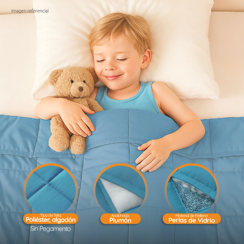 Manta De Gravedad niños Celeste 3,2 kg 152x102 cm Trastorno Sueño