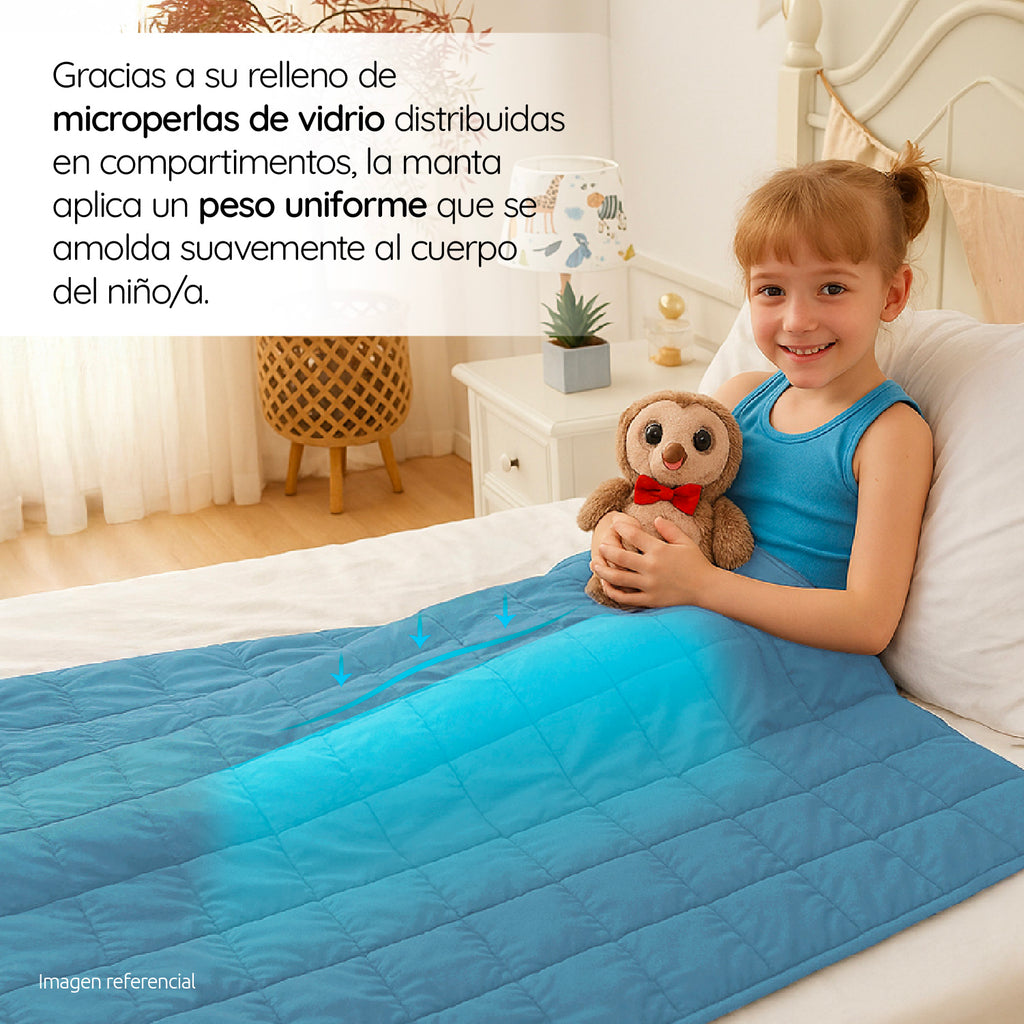 Manta De Gravedad niños Celeste 3,2 kg 152x102 cm Trastorno Sueño