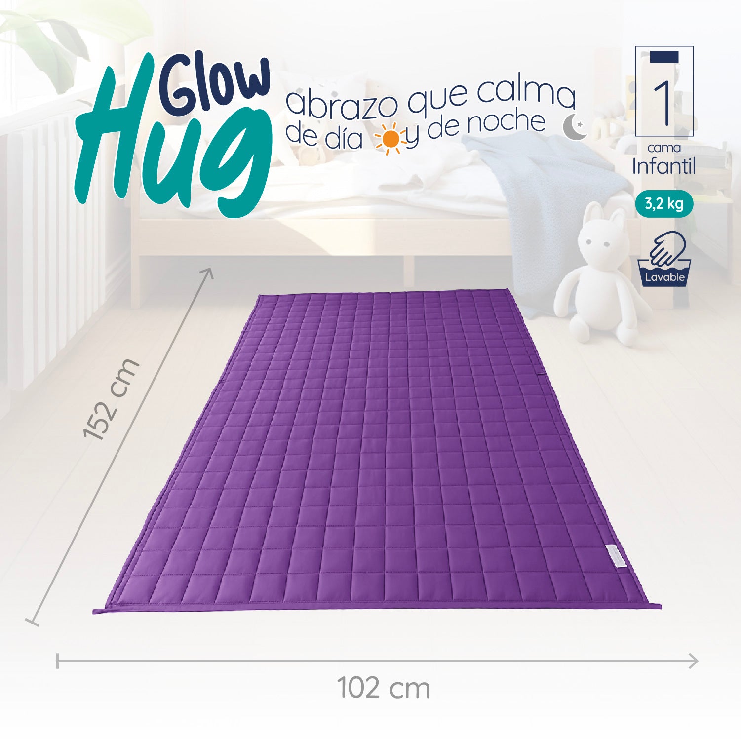Manta De Gravedad niños Violeta 3,2 kg 152x102 cm Trastorno Sueño