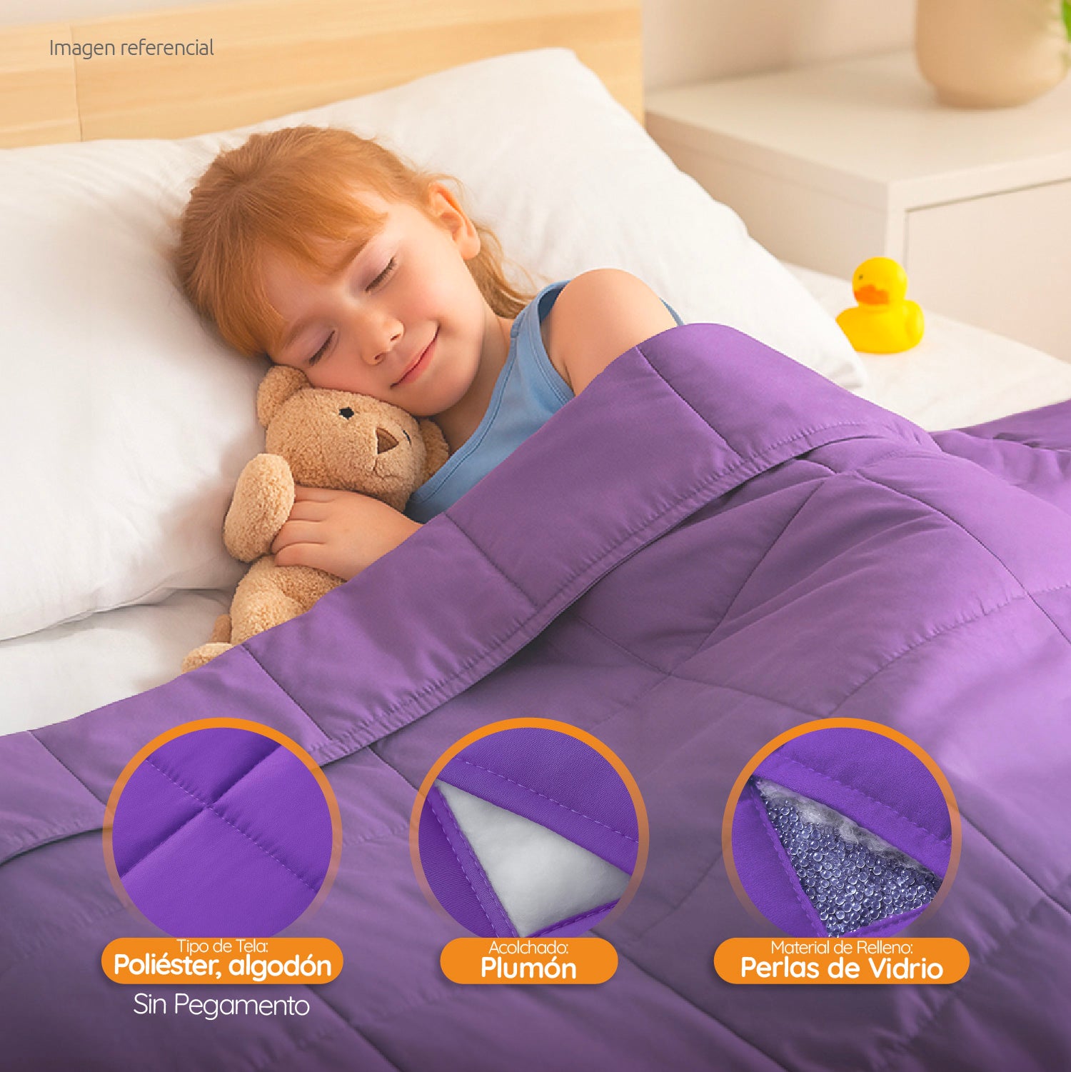 Manta De Gravedad niños Violeta 3,2 kg 152x102 cm Trastorno Sueño